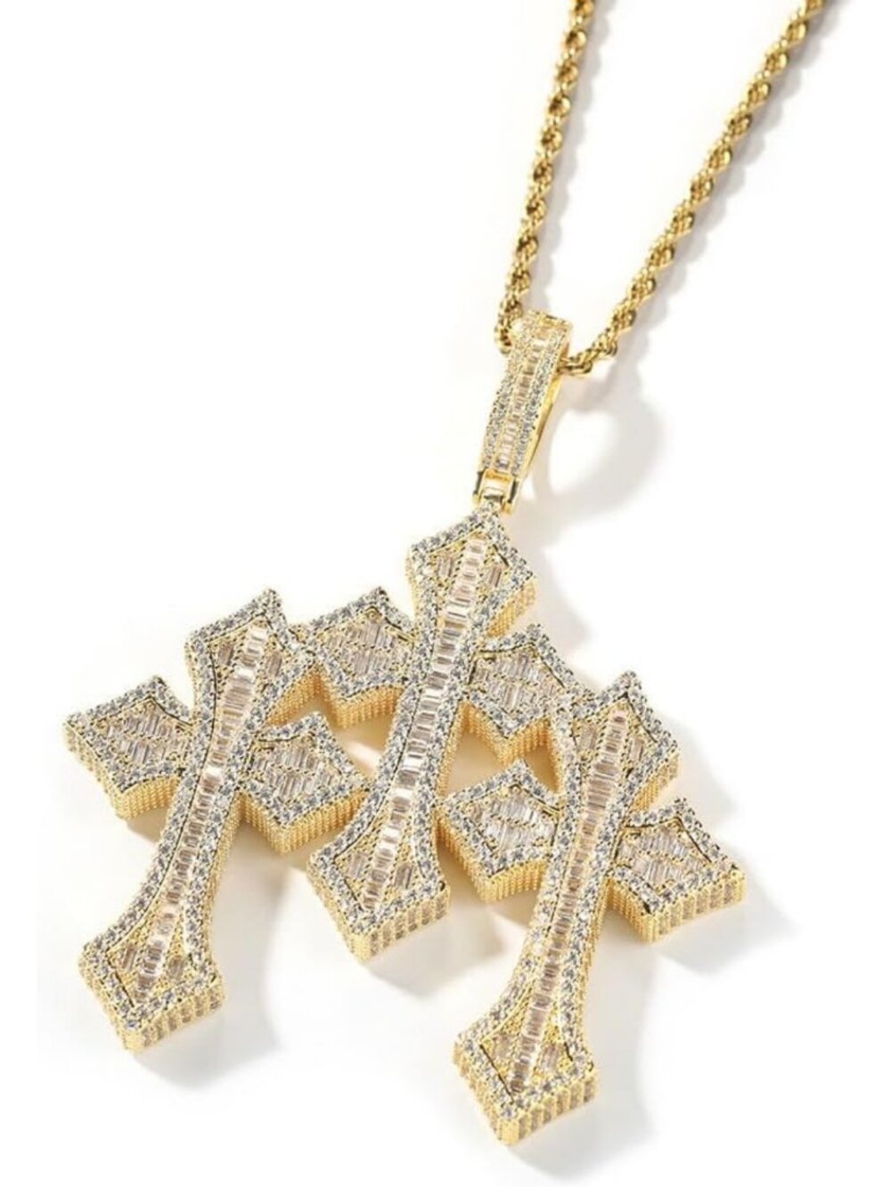 Men's 24" Iced Out Rope Link Chain Pendant Necklace - Hip Hop Jewelry Accessory